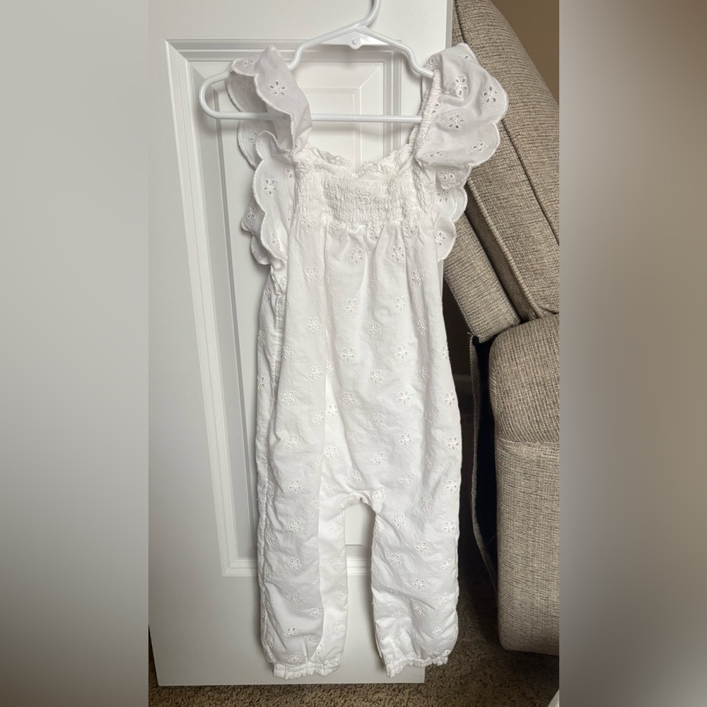 GAP White Baby Romper with Ruffles